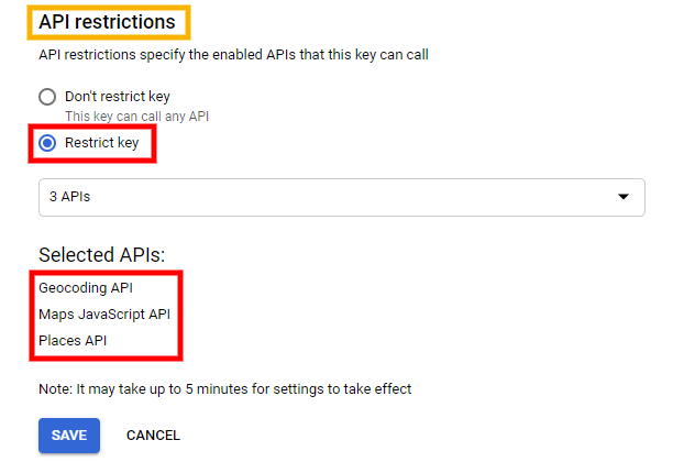 Example of how to add API restrictions.