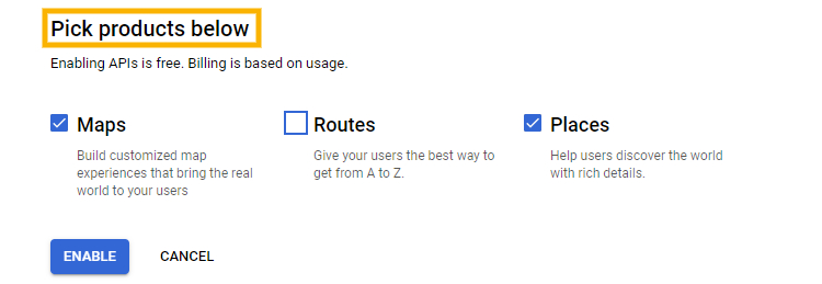 Enabling Google APIs.