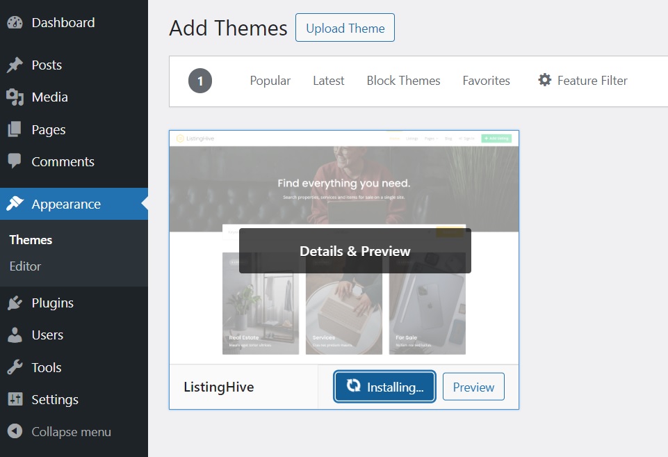Installing ListingHive.