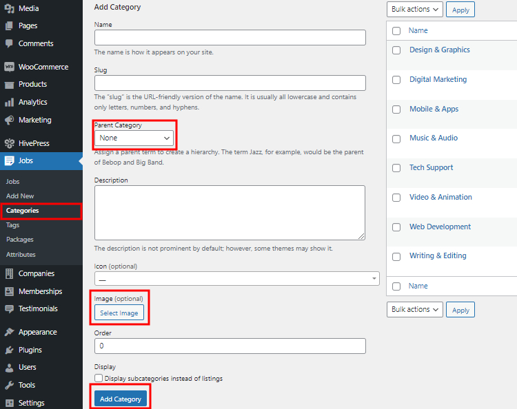 Adding listing categories.