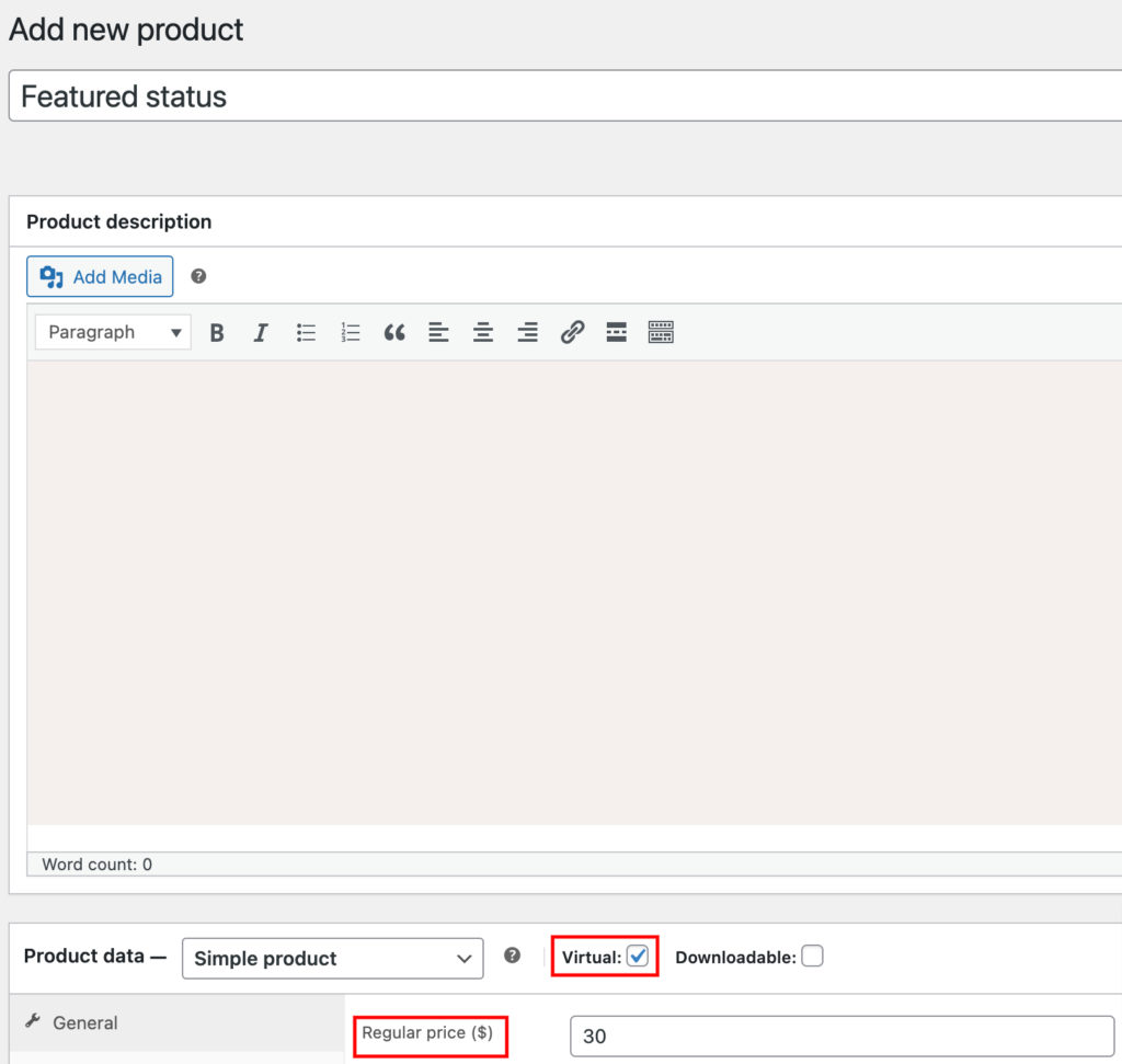 Adding a WooCommerce product.