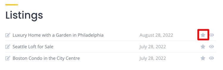 Example of how to mark a listing as featured.