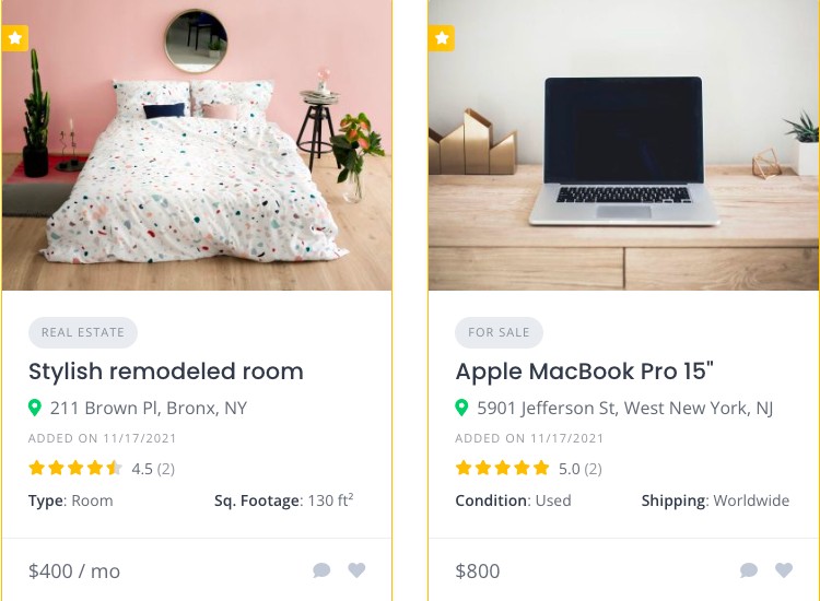 Example of featured listings.