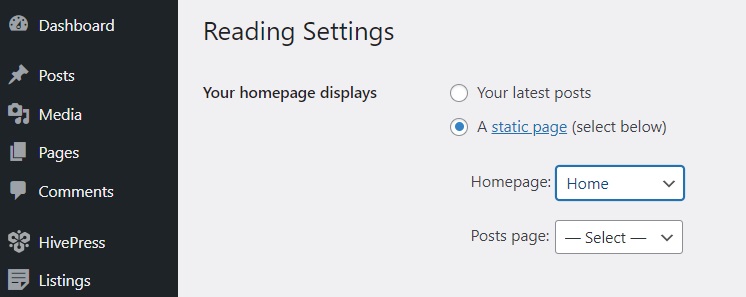 Setting up a homepage.