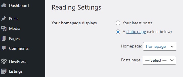 Setting up a homepage.