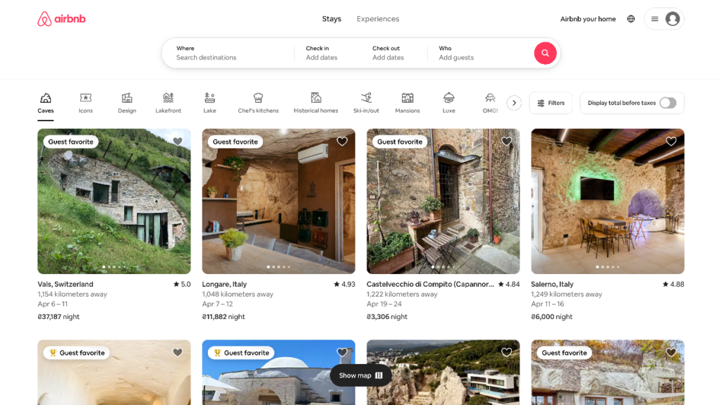 Airbnb booking website.