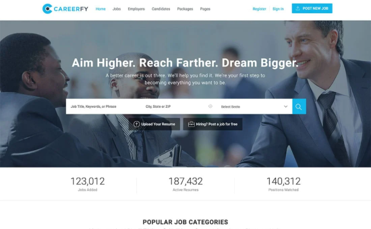 Careerfy, a job listing WordPress theme.