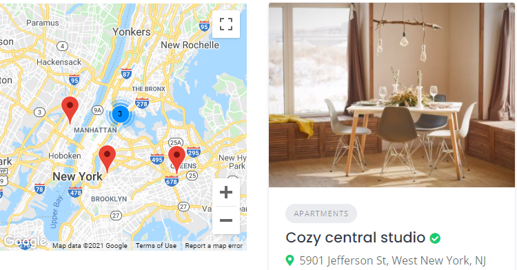 Example of the location-based search feature.