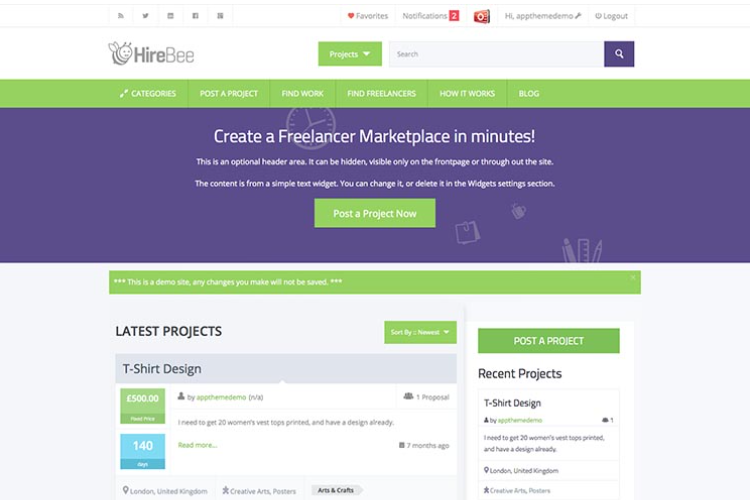 HireBee WordPress theme.