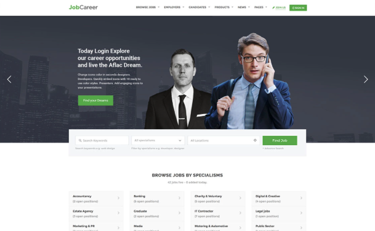 JobCareer WordPress theme.