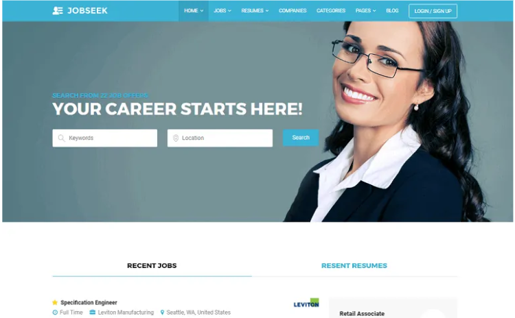 Jobseek WordPress theme.