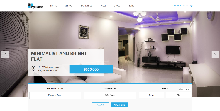 My Home property WordPress theme.