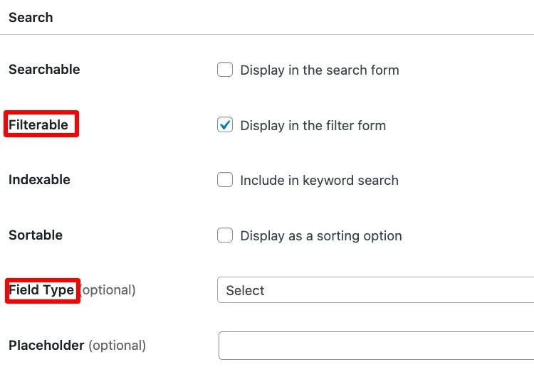 Setting up a custom search filter.